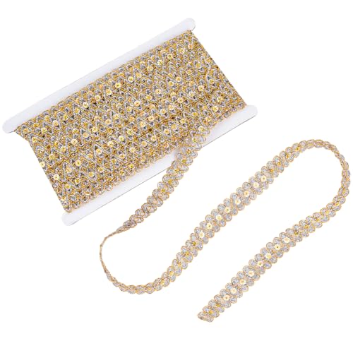 AHANDMAKER 14 Yard Goldenes Pailletten-Metallic-Geflecht, Trimmen Sie Glitzer-Paillette-Spitzenapplikationen, Flaches Glitzerstoff-Spitzenband Zum Basteln, Verzierungen, Halloweenkostüm AHANDMAKER 14 Yard Goldenes Pailletten-Metallic-Geflecht, Trimmen Sie Glitzer-Paillette-Spitzenapplikationen, Flaches Glitzerstoff-Spitzenband Zum Basteln, Verzierungen, Halloweenkostüm von AHANDMAKER