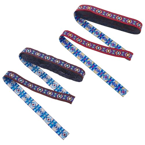 AHANDMAKER 14 Yards 2 Farben Vintage Jacquardband Polyester Bestickter Boho Spitzenbesatz Gewebtes Rautenmuster Stoffband Zum Nähen von Kleidung Taschen Basteln Verzierungen von AHANDMAKER