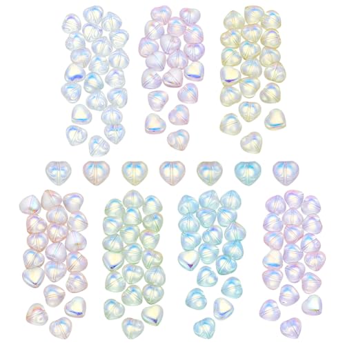 AHANDMAKER 140 Stück Facettierte Herzperlen In 7 Farben Transparente Glas Abstandshalterperlen Lose Kristallperlen Für Die Schmuckherstellung DIY Armbänder Halsketten Ohrringe von AHANDMAKER