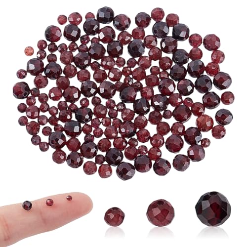 AHANDMAKER 150 Stück natürliche Granatperlen, dunkelrot, facettierte, runde Edelsteinperlen, Stränge, 2 mm/3 mm/4 mm Durchmesser, kleine lose Steinperlen für DIY-Schmuckherstellung, Halsketten AHANDMAKER 150 Stück natürliche Granatperlen, dunkelrot, facettierte, runde Edelsteinperlen, Stränge, 2 mm/3 mm/4 mm Durchmesser, kleine lose Steinperlen für DIY-Schmuckherstellung, Halsketten von AHANDMAKER