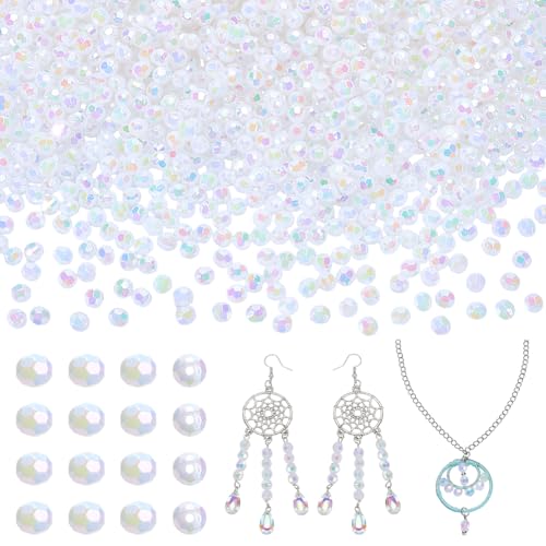AHANDMAKER 1500 Stück Facettierte Runde Acrylperlen 6mm Weiße ab Farben Abstandsperlen Schillernde Lose Perlen Für Die Herstellung von DIY Schmuck Armbändern Und Halsketten von AHANDMAKER