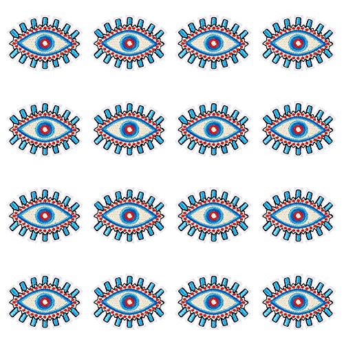 AHANDMAKER 16 Stück Augenmuster Patches für Kleidung, Blue Evil Eye Applikation Stickerei Eisen Nähen auf Patches Applikationen für Kleidung Jacken Kleider Taschen DIY Stickerei Kleidungsstück Zubehör von AHANDMAKER