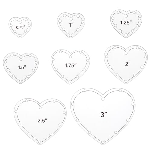 AHANDMAKER 16 Stück Quiltvorlagen Set Mit Herzmotiv 0.75" 1" 1.25" 1.5" 1.75" 2" 2.5" 3" Acryl Herz Vorlage Näh Und Stickmuster Für Handquilten Patchwork Basteln von AHANDMAKER