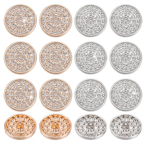 AHANDMAKER 16 x Strass-Knöpfe aus Legierung, 23 mm, glitzernde Strass-Knöpfe, Kristallverzierungen, zum Aufnähen, für Schmuck, Hochzeit, Basteln, Kleidung, Taschen, Verzierung, Dekoration von AHANDMAKER