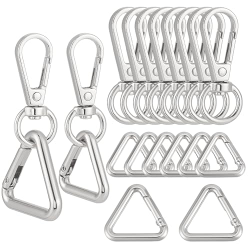 AHANDMAKER 16 x doppelte Öffnung, Drehverschluss, 360 Grad Zinklegierung, Schlüsselanhänger-Clips, dreieckige Schnalle mit Ring für Taschen, Rucksackgurt, Schlüsselanhänger, Schlüsselbänder, Schmuck AHANDMAKER 16 x doppelte Öffnung, Drehverschluss, 360 Grad Zinklegierung, Schlüsselanhänger-Clips, dreieckige Schnalle mit Ring für Taschen, Rucksackgurt, Schlüsselanhänger, Schlüsselbänder, Schmuck von AHANDMAKER