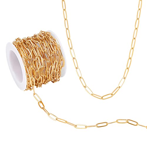 AHANDMAKER 16.4 Ft 18K Gold vergoldet Büroklammer Kette, Edelstahl Kabel Link Ketten Oval Schmuck Machen große Link-Ketten für Frauen DIY Halskette Armband Zubehör AHANDMAKER 16.4 Ft 18K Gold vergoldet Büroklammer Kette, Edelstahl Kabel Link Ketten Oval Schmuck Machen große Link-Ketten für Frauen DIY Halskette Armband Zubehör von AHANDMAKER