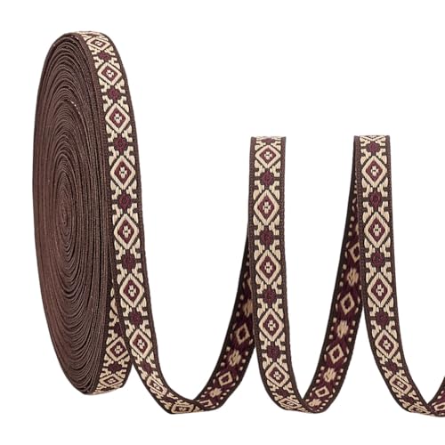 AHANDMAKER 16.6 Yards Stickbänder Im Ethnischen Stil 3/8 Zoll Vintage Jacquardbänder Gewebtes Band Mit Rautenmuster Geometrisch Zum Nähen Und Basteln von AHANDMAKER