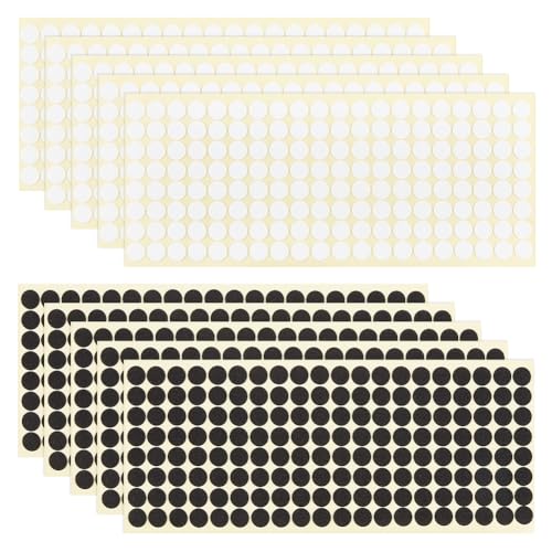 AHANDMAKER 1600 Pcs adhesive Punkte-Aufkleber, 0,39 Zoll kreisförmige Punkte-Aufkleber, schwarz-weiße Punkte-Aufkleber Kleine kreisförmige Punkte-Aufkleberband, geeignet für Klassenzimmer, Familie von AHANDMAKER