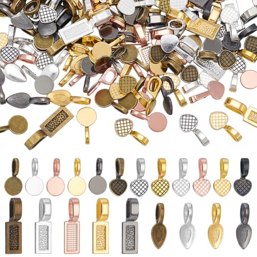 AHANDMAKER 166 Stück 21 Stile Klebebügel-Anhänger, bunte, flache Pad-Bails, Anhänger für Halsketten, Armbänder, Ohrringe, Schmuckherstellung, Basteln AHANDMAKER 166 Stück 21 Stile Klebebügel-Anhänger, bunte, flache Pad-Bails, Anhänger für Halsketten, Armbänder, Ohrringe, Schmuckherstellung, Basteln von AHANDMAKER