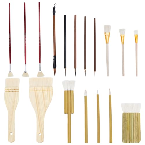AHANDMAKER 18 Teiliges Keramikglasur Pinsel Set Keramikpinsel Künstler Malwerkzeuge Für Acrylmalerei Töpferei Aquarell/Ölmalerei Studenten Künstler Erwachsene von AHANDMAKER