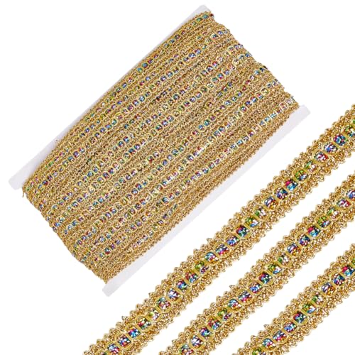 AHANDMAKER 18 m Goldenes Spitzenbesatzband 16mm Breit Goldene Gimp Zopfborte Dekorative Gewebte Metallische Spitze Zum Nähen von Taschen Basteln Kostümen Vorhängen Und Lampenschirmen von AHANDMAKER