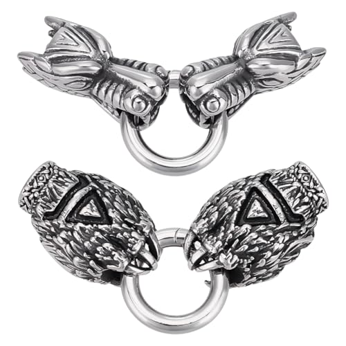 AHANDMAKER 2 Sets Tierkopf-/Krallen-Endkappen, antikes Silber, tibetischer Stil, Edelstahl, Lederarmband, Kordelende, 8–12 mm Loch, Schmuck-Findung für DIY-Halsketten, Schmuck, Handwerk, Kappe AHANDMAKER 2 Sets Tierkopf-/Krallen-Endkappen, antikes Silber, tibetischer Stil, Edelstahl, Lederarmband, Kordelende, 8–12 mm Loch, Schmuck-Findung für DIY-Halsketten, Schmuck, Handwerk, Kappe von AHANDMAKER