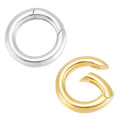 AHANDMAKER 2 Stück 2 Farben 925 Spring Gate Ringe Aus Sterlingsilber 12mm Runder Halskettenverkürzer Verlängerungsverschluss Silberner Federtorring Verbinder von AHANDMAKER