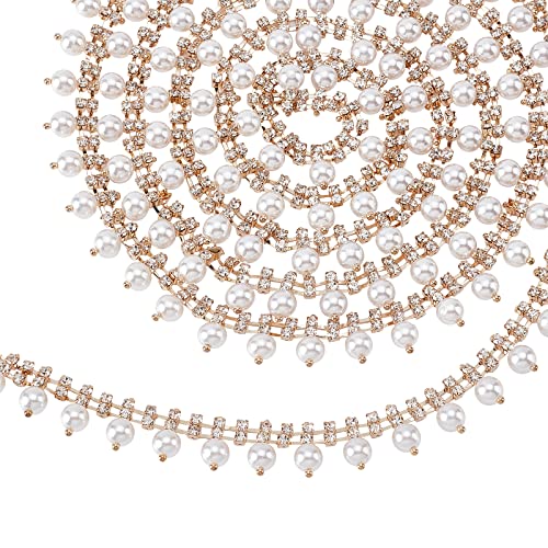 AHANDMAKER 2 Yard Strass Fransenbesatz, Goldquaste, Strasskette zum Aufnähen, Perle, Perlenapplikationen, Kette für Heimdekoration, Hochzeitssträuße, Kleiderverschönerung, Kostüm, Schmuck AHANDMAKER 2 Yard Strass Fransenbesatz, Goldquaste, Strasskette zum Aufnähen, Perle, Perlenapplikationen, Kette für Heimdekoration, Hochzeitssträuße, Kleiderverschönerung, Kostüm, Schmuck von AHANDMAKER