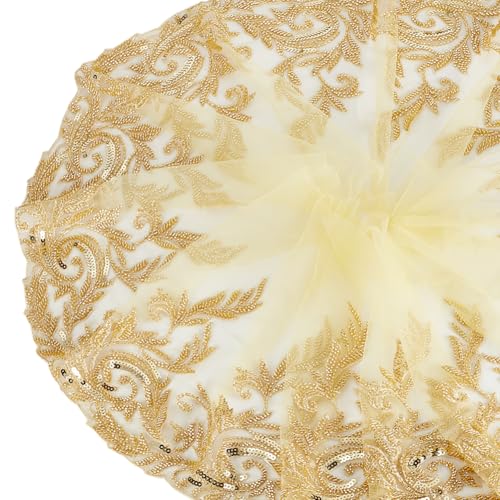 AHANDMAKER 2 Yards Blumennspitzenbesatzband Goldbestickter Spitzenbesatz Aus Tüll Floraler Spitzenstoff Funkelnder Spitzenbesatz Mit Pailletten Für Die Dekoration von Hochzeitskleidern Und Vorhängen AHANDMAKER 2 Yards Blumennspitzenbesatzband Goldbestickter Spitzenbesatz Aus Tüll Floraler Spitzenstoff Funkelnder Spitzenbesatz Mit Pailletten Für Die Dekoration von Hochzeitskleidern Und Vorhängen von AHANDMAKER