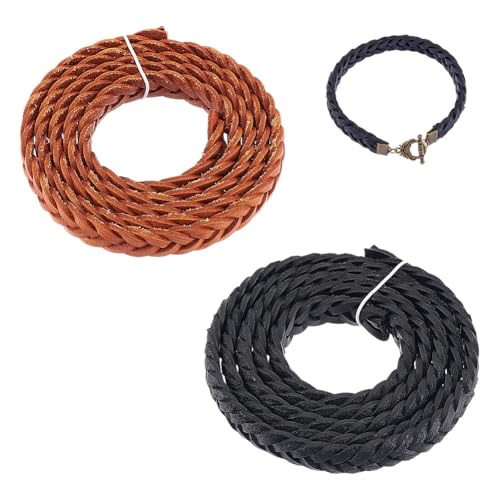 AHANDMAKER 2 Yards Flaches geflochtenes Echtlederband 2 Farben Flach Geflochtene Lederriemen Boho Lederband Für Halskette Armband Gürtel Basteln Boho Krawatte Distressed Schwarz Und Braun AHANDMAKER 2 Yards Flaches geflochtenes Echtlederband 2 Farben Flach Geflochtene Lederriemen Boho Lederband Für Halskette Armband Gürtel Basteln Boho Krawatte Distressed Schwarz Und Braun von AHANDMAKER