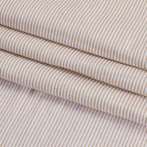 AHANDMAKER 2 Yards Gewebter Gestreifter Stoff Mit Inlett Tischdecke Mit Linienmuster Beige 1.8x1.5 m Meterware Für Kissen Vorhänge Kleidung Kunsthandwerk Bettzeug von AHANDMAKER
