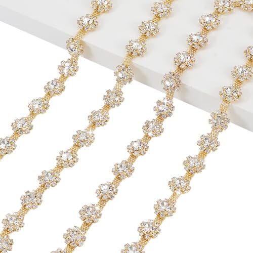 AHANDMAKER 2 Yards Strassbesatzkette Goldene Strass Applikation Bespannband Glitzernde Nähverzierungen Für DIY Schmuckherstellung Basteln Hochzeitsdekoration AHANDMAKER 2 Yards Strassbesatzkette Goldene Strass Applikation Bespannband Glitzernde Nähverzierungen Für DIY Schmuckherstellung Basteln Hochzeitsdekoration von AHANDMAKER