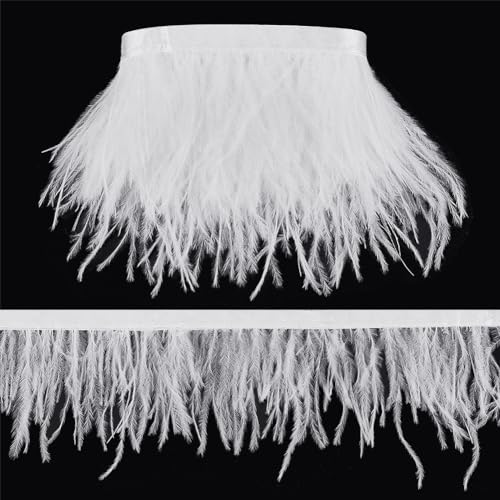 AHANDMAKER 2 Yards Weißer Straußenfederbesatz, 3.15-3.94 Zoll Federn Fransenbänder Besatz Zum Nähen, Dekoratives Federband Zum Basteln, Kleid, Maskerade, Partykostüme AHANDMAKER 2 Yards Weißer Straußenfederbesatz, 3.15-3.94 Zoll Federn Fransenbänder Besatz Zum Nähen, Dekoratives Federband Zum Basteln, Kleid, Maskerade, Partykostüme von AHANDMAKER