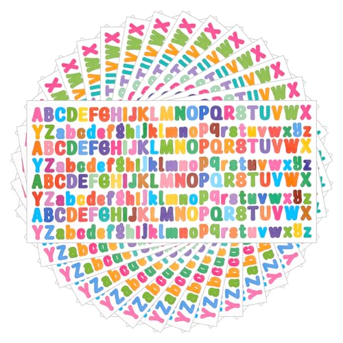 AHANDMAKER 20 Blatt Vinyl-Buchstabenaufkleber, Bunte, Selbstklebende Alphabet-Aufkleber, Wasserdicht, Briefkasten-Zahlenaufkleber, Englische Buchstaben A–Z, Aufkleber Für Koffer,Scrapbooking AHANDMAKER 20 Blatt Vinyl-Buchstabenaufkleber, Bunte, Selbstklebende Alphabet-Aufkleber, Wasserdicht, Briefkasten-Zahlenaufkleber, Englische Buchstaben A–Z, Aufkleber Für Koffer,Scrapbooking von AHANDMAKER