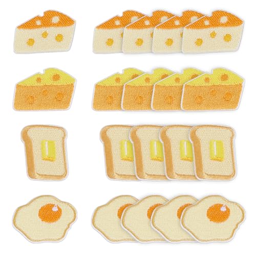 AHANDMAKER 20 Stück 4 Stile Gelber Käse Bestickter Aufnäher Broteier Zum Aufnähen Aufbügeln Applikation Auf Stoff Zum Verstecken von Schäden Zum Dekorieren von Kleidung DIY Basteln von AHANDMAKER