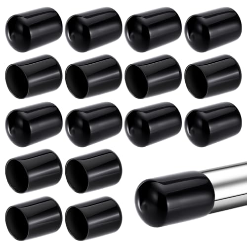 AHANDMAKER 20 Stück PVC Endkappen 22mm Innendurchmesser Schwarz Rund rutschfest Rohrbolzen Endkappe Kunststoff Tisch Und Stuhlbeinabdeckungen Bodenschutz Für Möbelbeine von AHANDMAKER