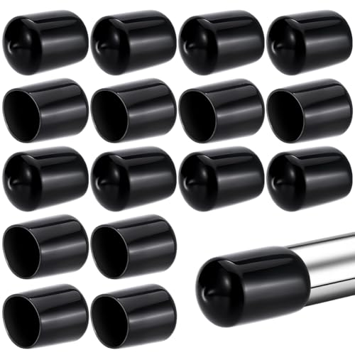 AHANDMAKER 20 Stück PVC Endkappen 26mm Innendurchmesser Schwarz Rund rutschfest Rohrbolzen Endkappe Kunststoff Tisch Und Stuhlbeinabdeckungen Bodenschutz Für Möbelbeine von AHANDMAKER