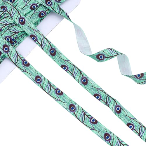 AHANDMAKER 20 Yards 5/8 Zoll Pfauen Stretchband Elastisches Polyesterband Lange Rolle Dekorative Bänder Für DIY Geschenkverpackungen Hochzeits Haarschmuck AHANDMAKER 20 Yards 5/8 Zoll Pfauen Stretchband Elastisches Polyesterband Lange Rolle Dekorative Bänder Für DIY Geschenkverpackungen Hochzeits Haarschmuck von AHANDMAKER