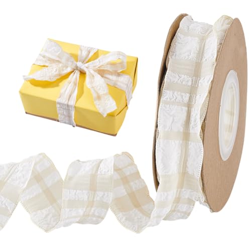 AHANDMAKER 20 Yards Chiffon Karoband Kariert Faltig Plissiert 25mm Breit Tartanband Für Geschenkverpackungen Hochzeitseinladungen Weihnachtsdekoration Hellgelb AHANDMAKER 20 Yards Chiffon Karoband Kariert Faltig Plissiert 25mm Breit Tartanband Für Geschenkverpackungen Hochzeitseinladungen Weihnachtsdekoration Hellgelb von AHANDMAKER