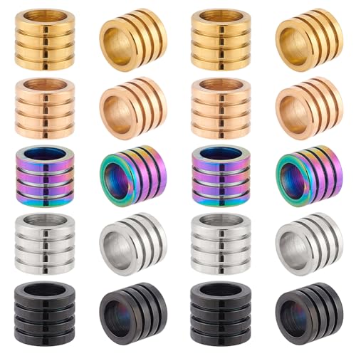AHANDMAKER 20 x Flache Runde Abstandsperle. 5 Farbe Edelstahlperlen Lose Perlen Schmuck Abstandhalter Charms Bastelperlen Zubehör Für Die Herstellung von DIY Armbändern Und Halsketten 10x8mm Loch 7mm von AHANDMAKER
