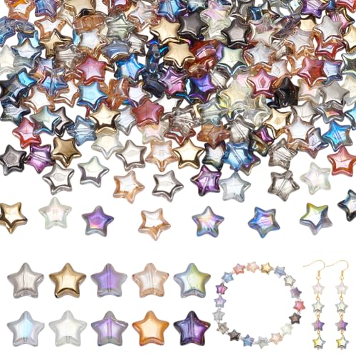 AHANDMAKER 200 Stück 10 Farben Stern Glasperlen Galvanisiert 10mm Bunte Sternförmige Charm Anhänger Abstandsperlen Für Die Herstellung von Schmuck Armbändern Und Halsketten von AHANDMAKER
