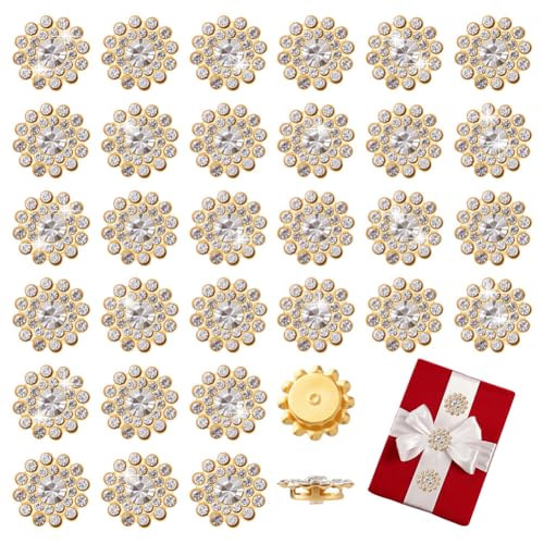 AHANDMAKER 200 Stück Strasssteine Zum Aufnähen 13.5mm Flache Strasssteine In Blumenform Kristallglas Mit Metallsockel Zum Basteln Nähzubehör (Gold) von AHANDMAKER