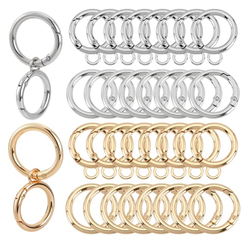 AHANDMAKER 20Pcs Schlüsselanhänger Metall Schwenkverschlüsse Snap On Schlüsselanhänger Ring Für Handtaschenschlüssel Lanyards Schmuckzubehör DIY Bastelbedarf (Platin Hell Gold) von AHANDMAKER