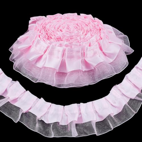 AHANDMAKER 22 Yards Rüschenbesatz 2 Lagiger Plissee Einfassungsbesatz 42mm Breiter Stoff Spitzenband Chiffon Besätze Zum Nähen Basteln Kleiderkragen Dekoration Rosa AHANDMAKER 22 Yards Rüschenbesatz 2 Lagiger Plissee Einfassungsbesatz 42mm Breiter Stoff Spitzenband Chiffon Besätze Zum Nähen Basteln Kleiderkragen Dekoration Rosa von AHANDMAKER