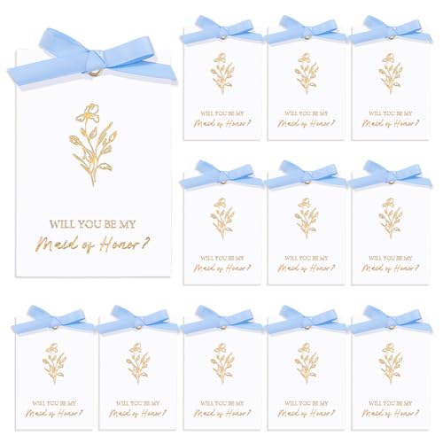 AHANDMAKER 22 x Brautjungfern Antragskarte Mit Schleife. Willst Du Meine Trauzeugin Sein? Einladungskarten Mit Blumenmuster Für Die Hochzeit Brautparty Blau AHANDMAKER 22 x Brautjungfern Antragskarte Mit Schleife. Willst Du Meine Trauzeugin Sein? Einladungskarten Mit Blumenmuster Für Die Hochzeit Brautparty Blau von AHANDMAKER