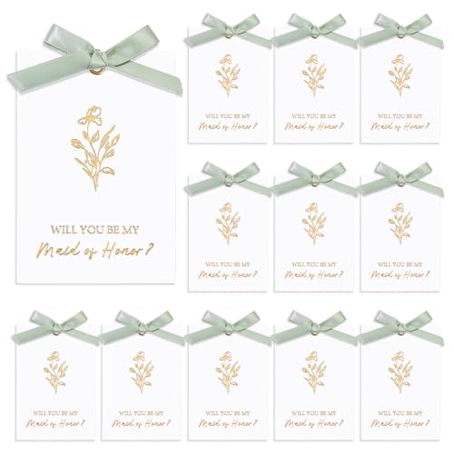AHANDMAKER 22 x Brautjungfern Antragskarte Mit Schleife. Willst Du Meine Trauzeugin Sein? Einladungskarten Mit Blumenmuster Für Die Hochzeit Brautparty Grün AHANDMAKER 22 x Brautjungfern Antragskarte Mit Schleife. Willst Du Meine Trauzeugin Sein? Einladungskarten Mit Blumenmuster Für Die Hochzeit Brautparty Grün von AHANDMAKER