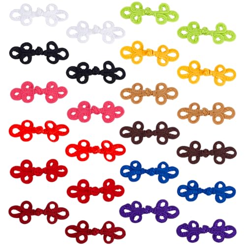 AHANDMAKER 24 Paar Handgefertigte Chinesische Froschknoten Knopfverschlussknoten 12 Farben Nähknöpfe Befestigungselemente Zum Selbernähen von Cheongsam Tang Anzügen Kostümen Und Outfits von AHANDMAKER