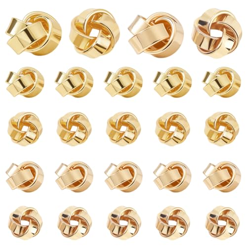 AHANDMAKER 24 Stück 2 Farben Goldener Knoten Thema Messingperlen Vergoldet Messing Hohlperle Metall Spacer Runde Perlen Für Armband Anhänger Taille Kette Schmuck DIY Handwerk von AHANDMAKER