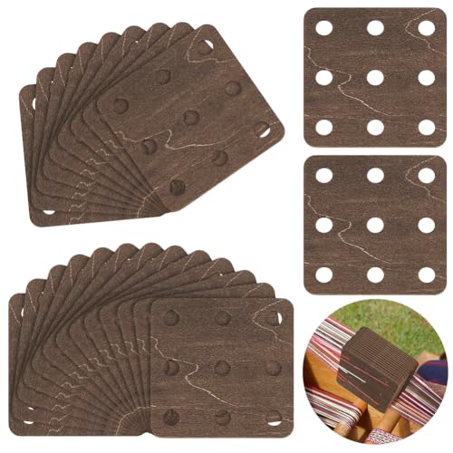 AHANDMAKER 24 Stück Webkarten. 2.17x2.17 quadratische Holzbrettchen Webkarten 9 löcher Webstuhl Karten Handgemachte Weben Werkzeug Weben Liefert Für Stricken Webstuhl Kokosnuss Braun von AHANDMAKER