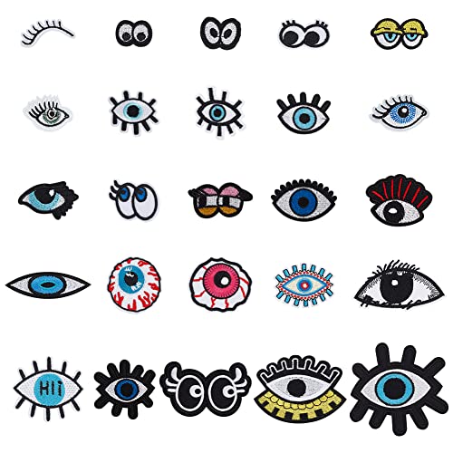 AHANDMAKER 25 Stück Augenmuster-Patches Für Kleidung, Evil Eye-Stickerei-Aufnäher Zum Aufnähen Für Kleidung, Jacken, Jeans, Kleider, Taschen, DIY-Stickerei, Bekleidungszubehör von AHANDMAKER