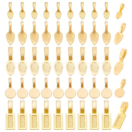 AHANDMAKER 250 Stück 5 Stile Anhänger Zum Aufkleben Anhänger Mit Flachen Pad Ösen Charms Anhänger Mit Ösen Für Halsketten Armbänder Schmuckherstellung Basteln Golden von AHANDMAKER