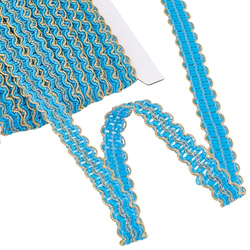 AHANDMAKER 26.25 Yards Metallischer Spitzenbesatz, 5/8 Zoll Breiter, Gewebter Geflechtbesatz Aus Polyester, Gimp-Zopfbesatz Mit Wellenmuster, Metallischer Randbesatz Zum Nähen von Kostümen, Blau AHANDMAKER 26.25 Yards Metallischer Spitzenbesatz, 5/8 Zoll Breiter, Gewebter Geflechtbesatz Aus Polyester, Gimp-Zopfbesatz Mit Wellenmuster, Metallischer Randbesatz Zum Nähen von Kostümen, Blau von AHANDMAKER