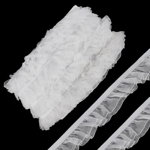 AHANDMAKER 27 Yards Organza Trim Weiß Rüschen Trim Band Organza Spitze Rand Tüll Besätze Stoff Band Für Applique Nähen Hochzeitsverzierung DIY Dekor von AHANDMAKER