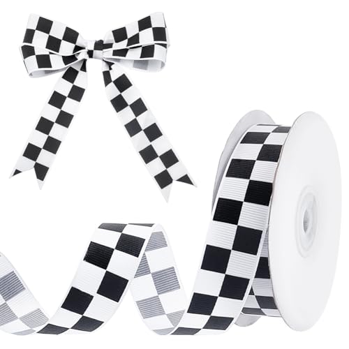 AHANDMAKER 27 Yards Schwarz Weiß Kariertes Band 1 Zoll Ripsband Mit Rennwagenmotiv Ripsband Mit Klassischem Karomuster Zum Selbermachen Party & Geschenk Deko AHANDMAKER 27 Yards Schwarz Weiß Kariertes Band 1 Zoll Ripsband Mit Rennwagenmotiv Ripsband Mit Klassischem Karomuster Zum Selbermachen Party & Geschenk Deko von AHANDMAKER