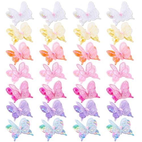 AHANDMAKER 28 Stück 7 Farben Doppellagige Schmetterlings Patches Stickerei Pailletten Schmetterlings Applikation Aus Polyester Zum Aufnähen Für Hochzeitskleider Kleidung Ornamente AHANDMAKER 28 Stück 7 Farben Doppellagige Schmetterlings Patches Stickerei Pailletten Schmetterlings Applikation Aus Polyester Zum Aufnähen Für Hochzeitskleider Kleidung Ornamente von AHANDMAKER