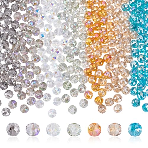 AHANDMAKER 280 Stück Rondell Kristallperlen 7 Farben ab Facettierte Abstandsperlen 6mm Lose Glas Edelsteine Für Die Schmuckherstellung Armbänder Ohrringe Halsketten DIY Bastelbedarf von AHANDMAKER