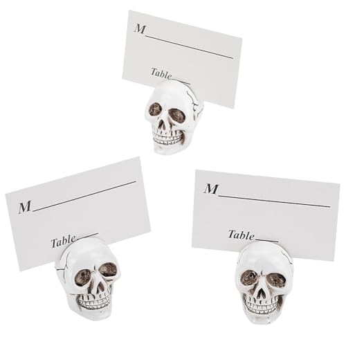 AHANDMAKER 3 Stück Totenkopf Tischkartenhalter Clip Für Karten Auf Der Tischplatte Tischnummernhalter Aus Kunstharz Mit Totenkopf Motiv Gruseliger Schreibtisch Für Party Friedhof Halloween Dekoration AHANDMAKER 3 Stück Totenkopf Tischkartenhalter Clip Für Karten Auf Der Tischplatte Tischnummernhalter Aus Kunstharz Mit Totenkopf Motiv Gruseliger Schreibtisch Für Party Friedhof Halloween Dekoration von AHANDMAKER