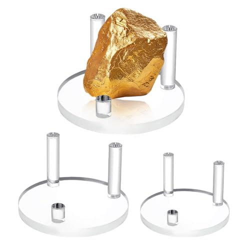 AHANDMAKER 3 flacher Runder Präsentationsständer Für Steine. 3 Größen Acryl Display Staffelei Steht Für Geoden Mineralienhalter Kleine Sammlerstücke Ausstellungsständer Zur Präsentation von AHANDMAKER
