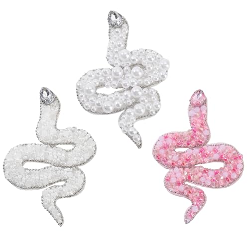AHANDMAKER 3 x Schlangen Aufnäher. Bestickte Applikationen In Schlangenform In Weiß Und Rosa Mit Kunstperlen Stoffaufkleber Mit Tiermotiven Für Die Dekoration von Schuhen Und Taschen AHANDMAKER 3 x Schlangen Aufnäher. Bestickte Applikationen In Schlangenform In Weiß Und Rosa Mit Kunstperlen Stoffaufkleber Mit Tiermotiven Für Die Dekoration von Schuhen Und Taschen von AHANDMAKER