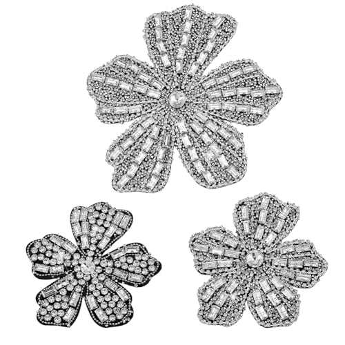 AHANDMAKER 3 x luxuriöse Perlenstickerei, große Blumen-Flicken, Glas-Strass-Applikation für Brautschmuck, Hochzeitskleid, Kleidung, Schärpe, Kristall, Gürtel, Blume, Nähen, Perlenapplikationen für AHANDMAKER 3 x luxuriöse Perlenstickerei, große Blumen-Flicken, Glas-Strass-Applikation für Brautschmuck, Hochzeitskleid, Kleidung, Schärpe, Kristall, Gürtel, Blume, Nähen, Perlenapplikationen für von AHANDMAKER